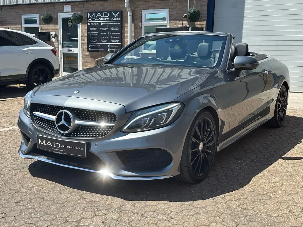 Used Mercedes C220 AMG line 170 HP (125 kW) 2017 Grey Cabriolet