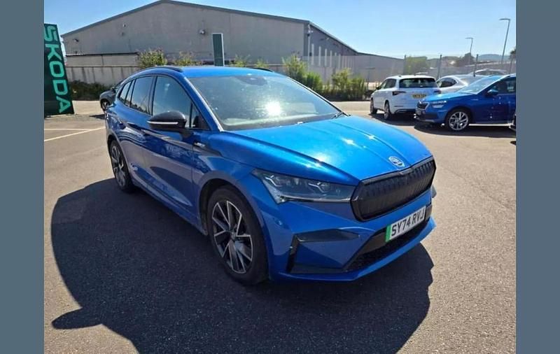 Race blue metallic Used 2024 Skoda Enyaq iV SportlinePlus SUV | £31,995 (Fair price) - Image 1/4