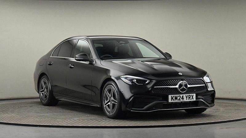 Obsidian black metallic finish Used 2024 Mercedes C200 AMG line Sedan | £31,150 (Fair price) - Image 1/4