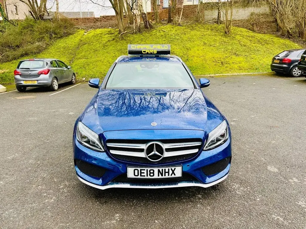Used Mercedes C220 AMG line 170 HP (125 kW) 2018 Blue Estate
