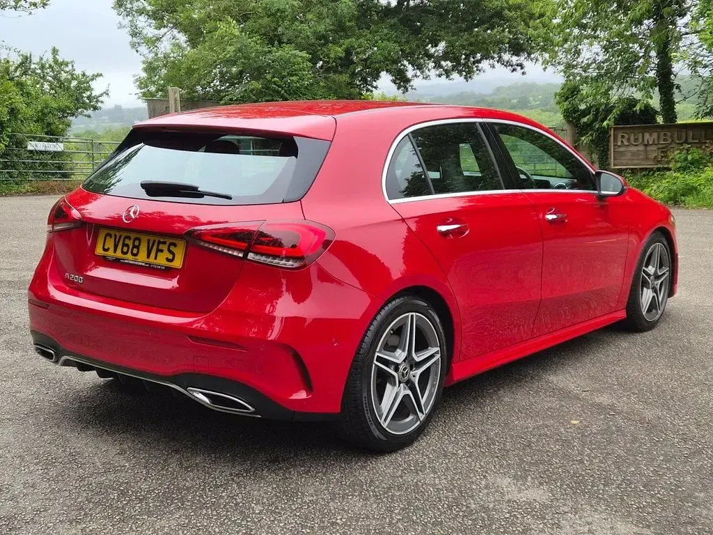 Used Mercedes A200 AMG line 163 HP (119 kW) 2018 Red Hatchback