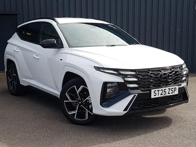 Special solid atlas white New 2025 Hyundai Tucson N Line SUV | £29,498 (Super price) - Image 1/4