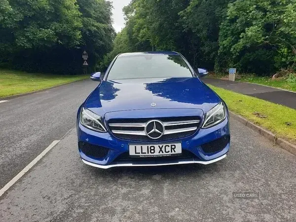 Used Mercedes C220 AMG line 170 HP (125 kW) 2018 Blue Sedan