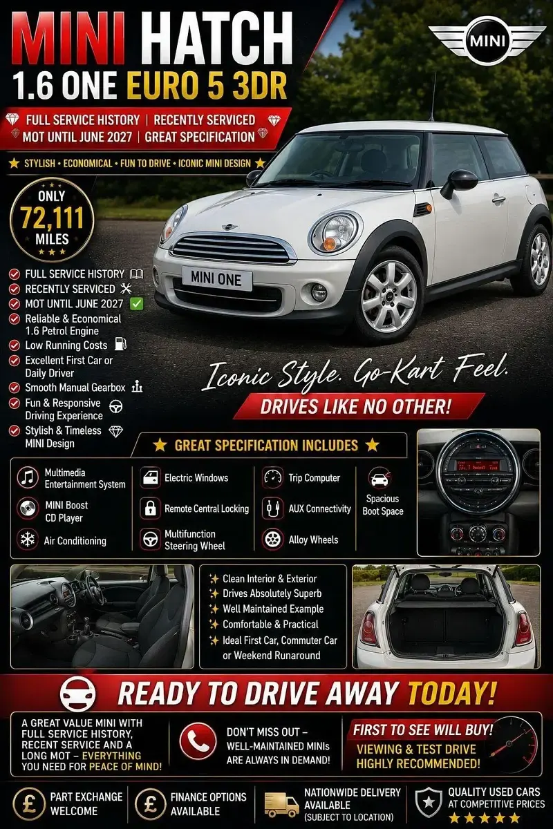 Used Mini ONE Hatch 98 HP (72 kW) 2011 White Hatchback