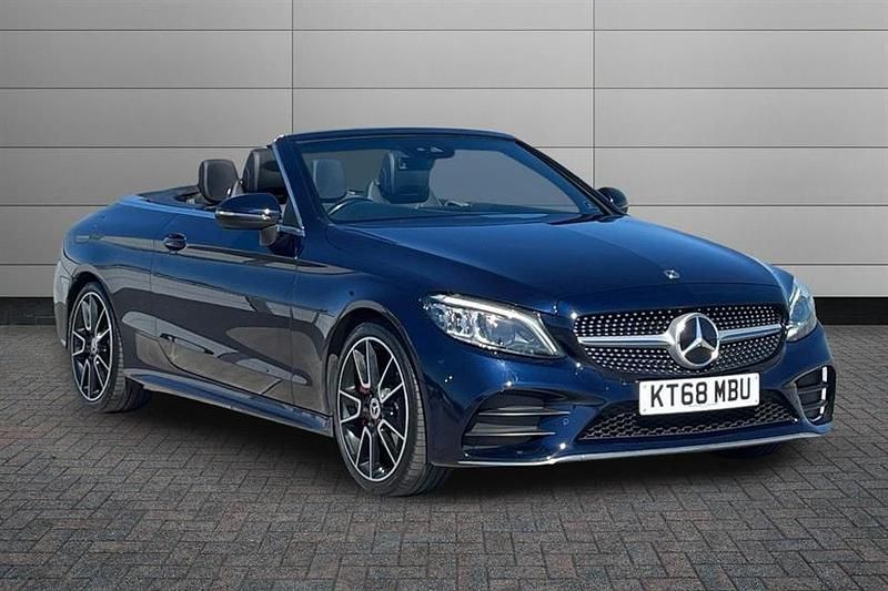 Used Mercedes C300 AMG Line Premium 245 HP (180 kW) 2019 Cavansite blue Cabriolet