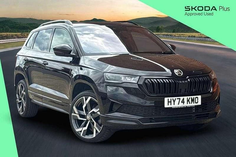 Black magic pearl effect Used 2024 Skoda Karoq SportLine SUV | £27,900 (Fair price) - Image 1/4