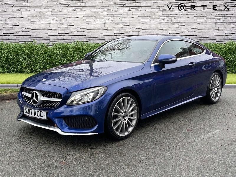 Used Mercedes C300 AMG line 245 HP (180 kW) 2017 Blue Coupe
