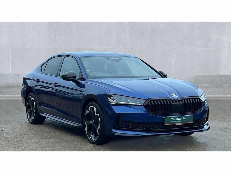 Blue New 2025 Skoda Superb SportLine Hatchback | £34,990 (Expensive) - Image 1/4