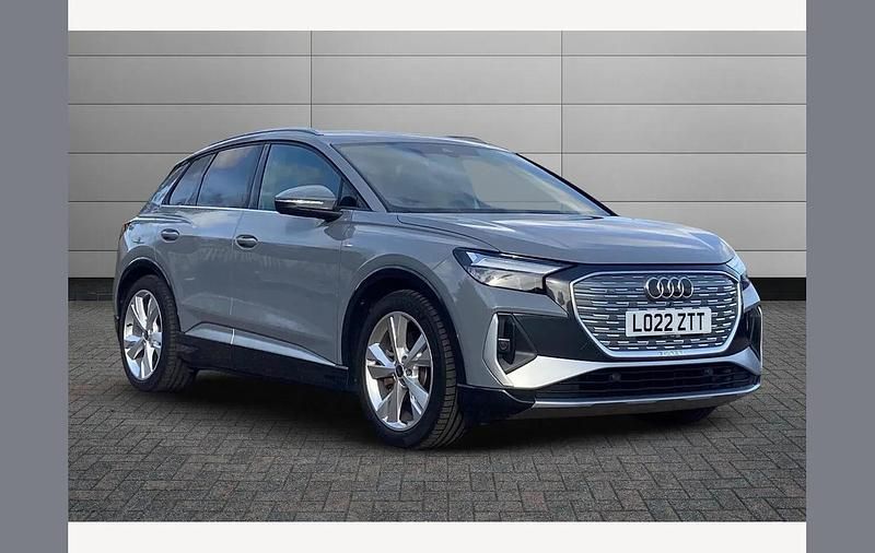 Pebble grey Used 2022 Audi Q4 e-tron S-Line SUV | £28,195 - Image 1/4