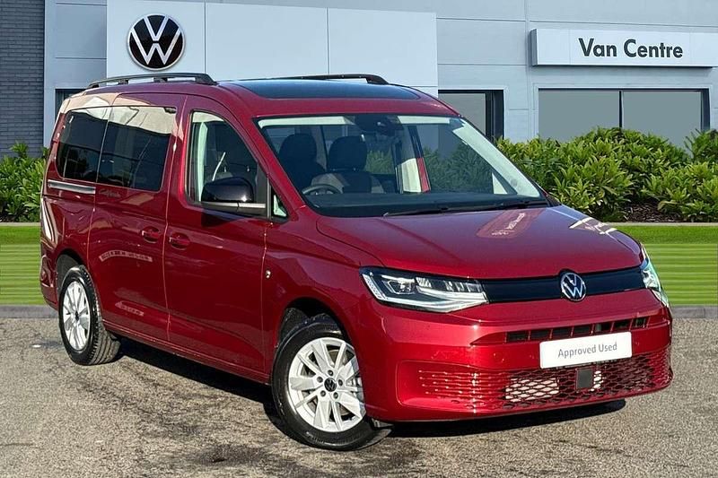 Red New 2025 VW Caddy Maxi California MPV | £37,991 (Expensive) - Image 1/4