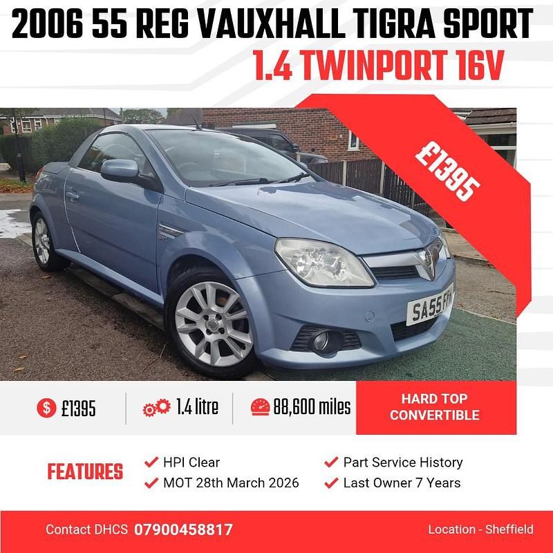 Blue Used 2006 Vauxhall Tigra Sport Cabriolet | £1,395 - Image 1/4