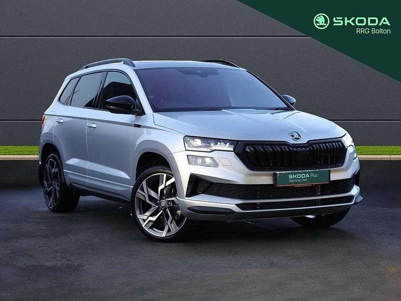 Brilliant silver metallic Used 2025 Skoda Karoq SportLine SUV | £29,495 (Fair price) - Image 1/4