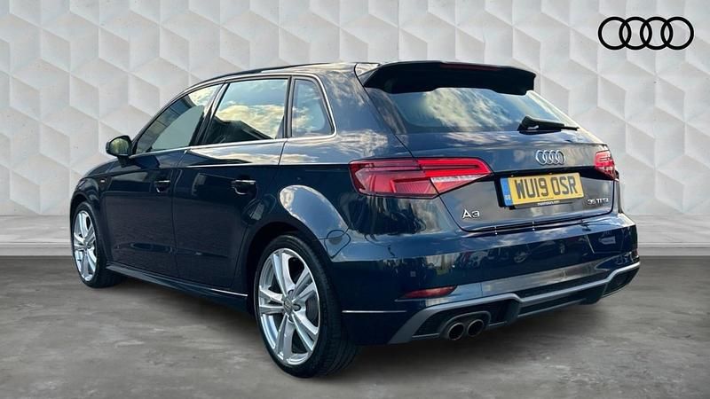 Used Audi A3 Sportback S-Line 2019 Cosmos blue Hatchback