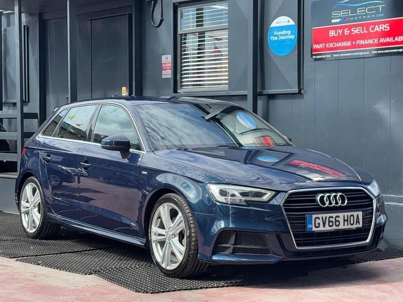 Blue Used 2016 Audi A3 Sportback S-Line Hatchback | £14,440 (Fair price) - Image 1/4