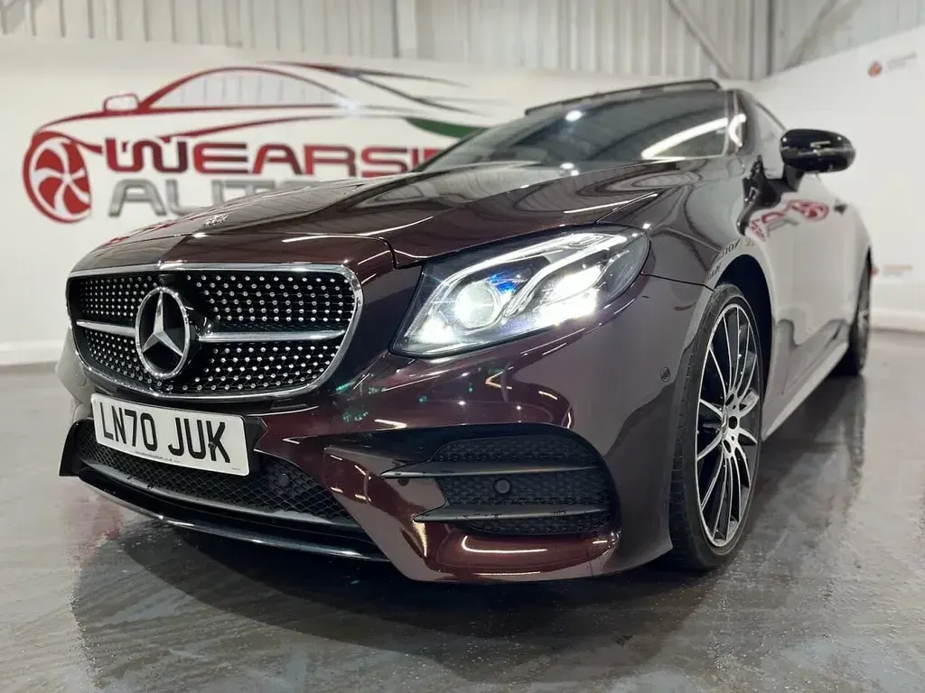 Used Mercedes E350 AMG line 313 HP (230 kW) 2020 Red Coupe