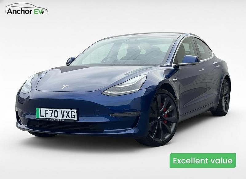 Blue Used 2020 Tesla Model 3 Performance Sedan | £19,494 (Good price) - Image 1/4