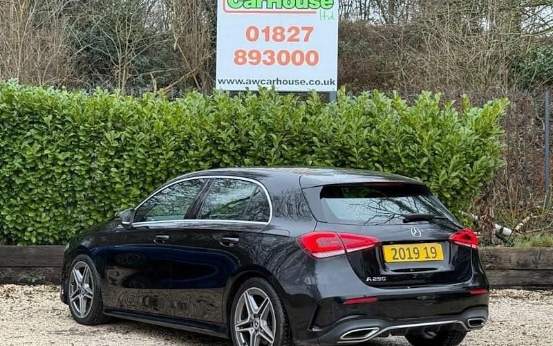 Used Mercedes A250 AMG line 224 HP (164 kW) 2019 Black Hatchback
