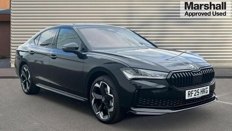 Midnight black metallic Used 2025 Skoda Superb SportLine Hatchback | £35,950 - Image 1/4