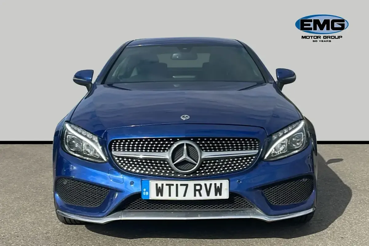 Used Mercedes C220 AMG line 170 HP (125 kW) 2017 Blue Coupe
