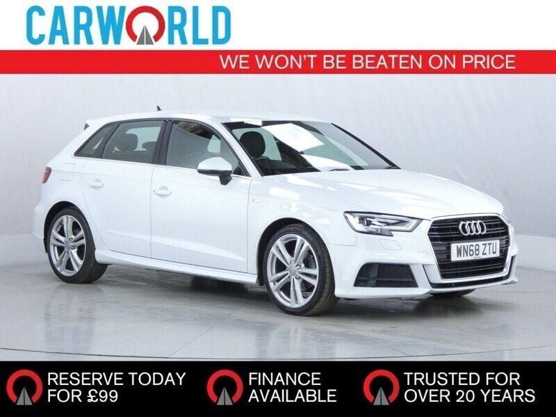 White Used 2018 Audi A3 Sportback S-Line Hatchback | £12,990 (Good price) - Image 1/4