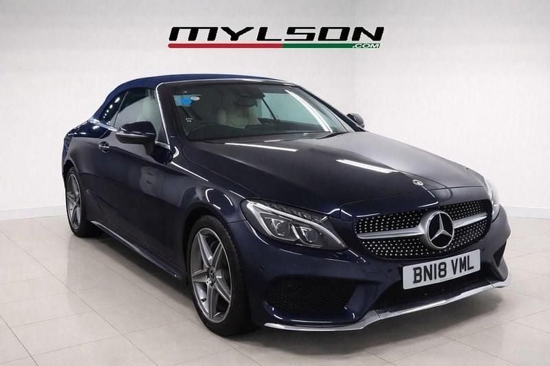 Used Mercedes C200 AMG line 184 HP (135 kW) 2018 Blue Cabriolet