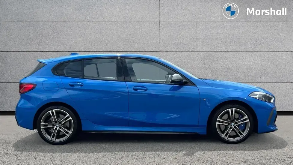 Used BMW M135 Comfort Edition 306 HP (225 kW) 2021 Misano blue metallic Hatchback