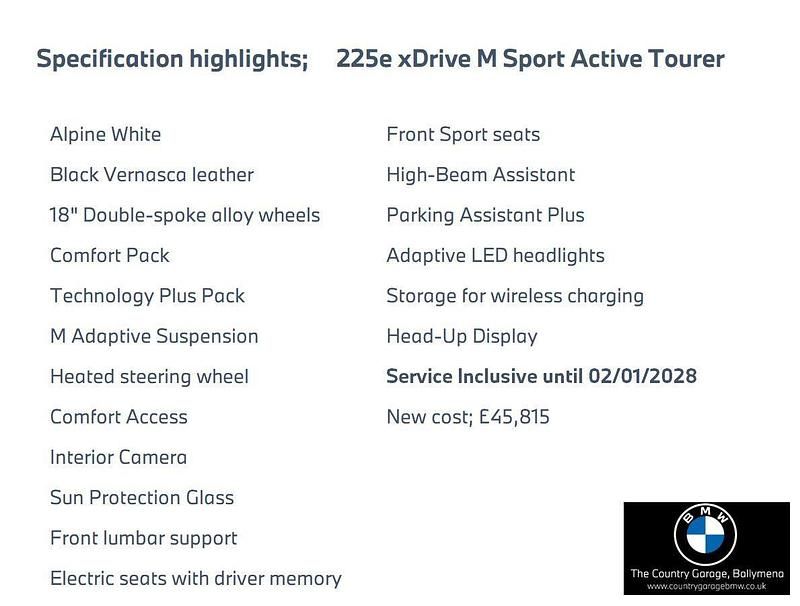 Used BMW 225 Active Tourer M Sport 242 HP (177 kW) 2023 White MPV