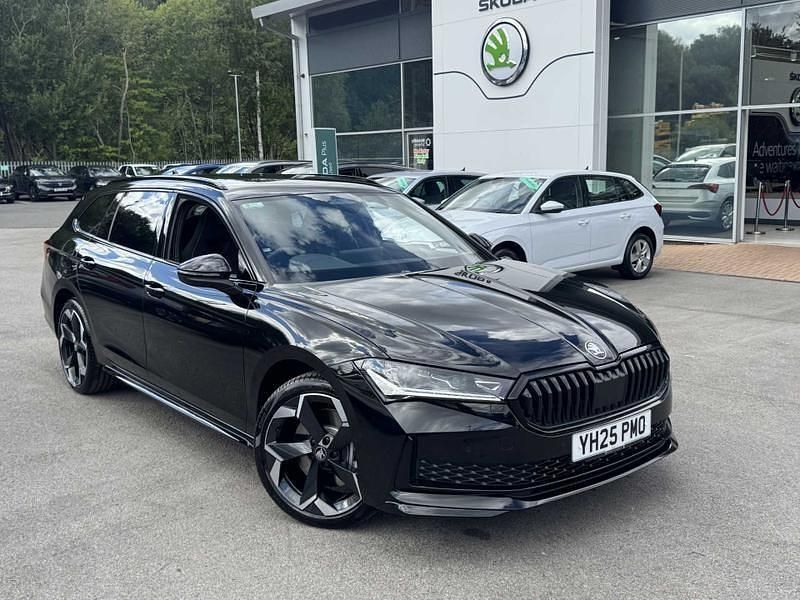 Midnight black metallic Used 2025 Skoda Superb SportLine Estate | £38,395 - Image 1/4