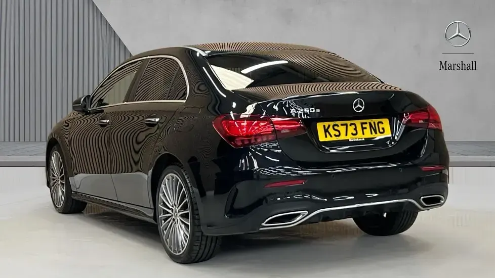 Used Mercedes A250 AMG Line Premium Plus 218 HP (160 kW) 2023 Cosmos black metallic