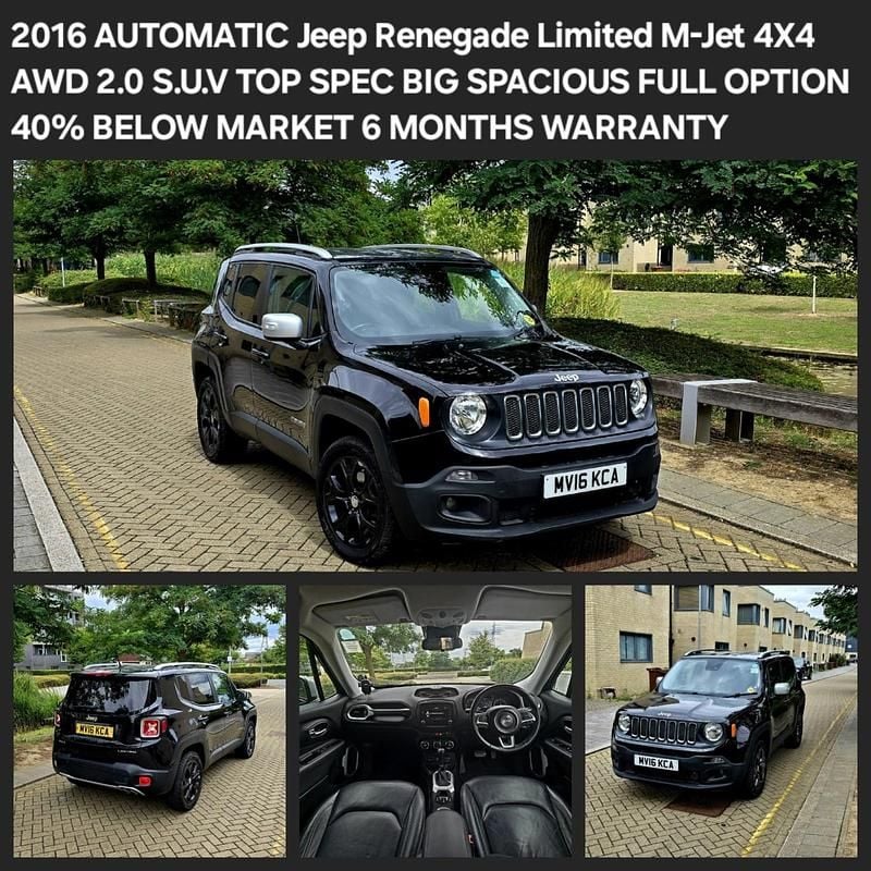 Black Used 2016 Jeep Renegade Limited SUV | £6,450 (Super price) - Image 1/4