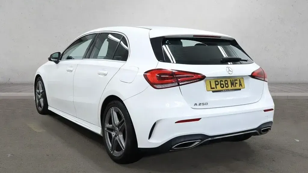Used Mercedes A250 AMG line 224 HP (164 kW) 2018 White Hatchback