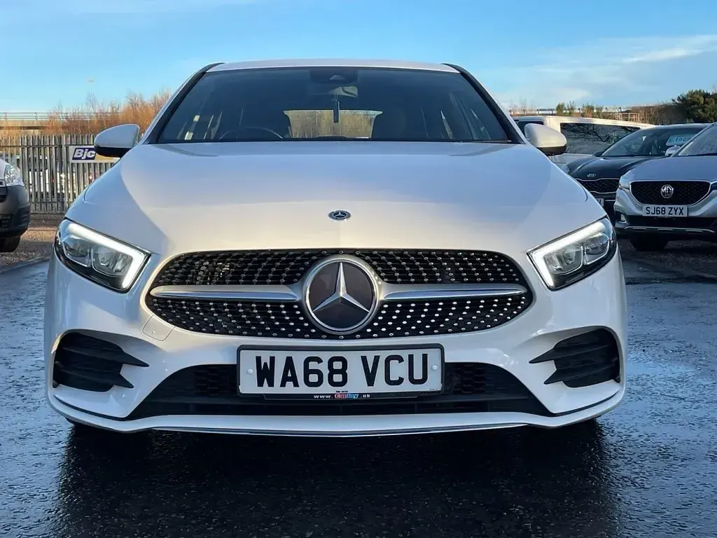 Used Mercedes A250 AMG line 224 HP (164 kW) 2018 White Hatchback