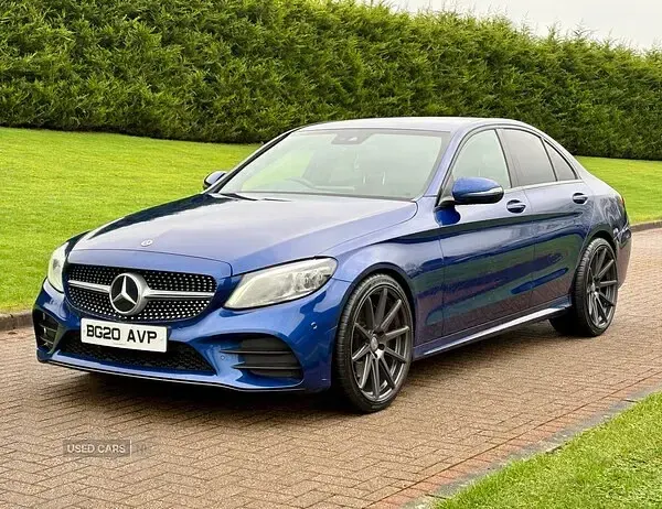 Used Mercedes C300 AMG line 241 HP (177 kW) 2020 Blue Sedan