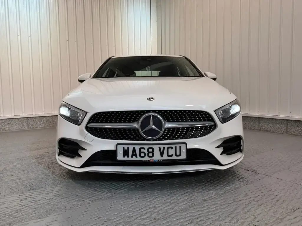 Used Mercedes A250 AMG line 224 HP (164 kW) 2018 White Hatchback
