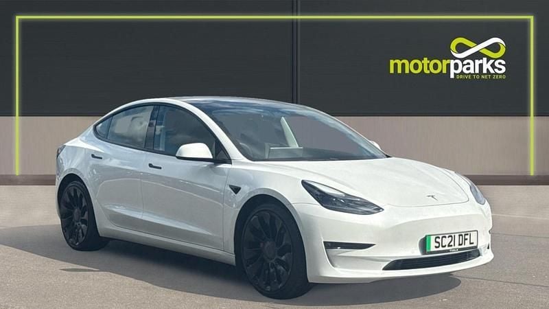 Pearl white multicoat Used 2021 Tesla Model 3 Performance Sedan | £20,850 (Fair price) - Image 1/2