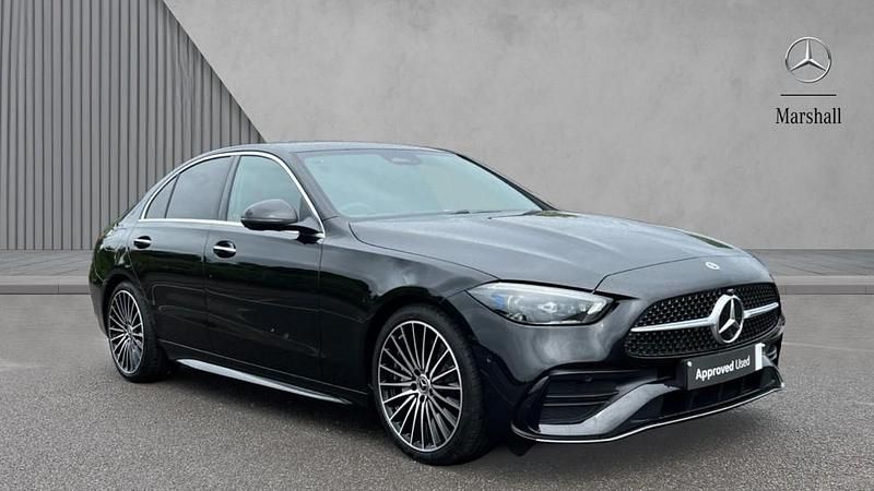 Obsidian black metallic Used 2025 Mercedes C200 AMG Line Premium Plus Sedan | £40,480 - Image 1/4