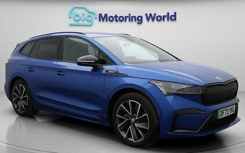 Blue Used 2023 Skoda Enyaq iV SportlinePlus SUV | £25,600 (Fair price) - Image 1/4
