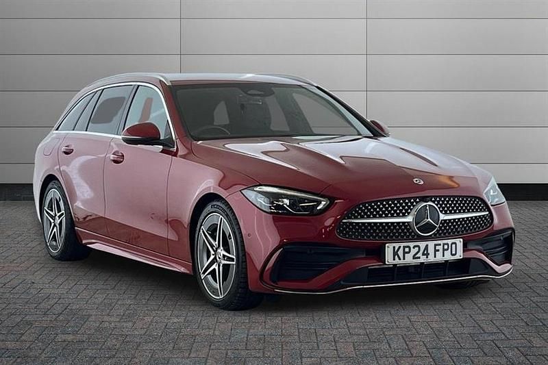 Patagonia red Used 2024 Mercedes C200 AMG line Estate | £27,250 (Good price) - Image 1/4
