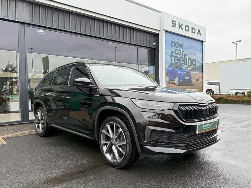 Black magic pearl effect Used 2023 Skoda Kodiaq SportLine SUV | £33,995 (Fair price) - Image 1/4