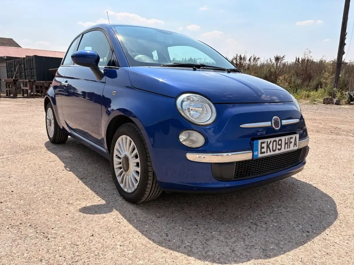 Used Fiat 500 Lounge 69 HP (50 kW) 2009 Blue Cabriolet