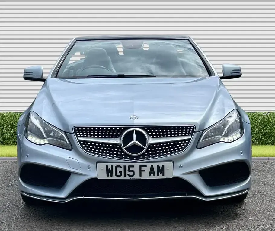 Used Mercedes E220 AMG line 177 HP (130 kW) 2015 Silver Cabriolet