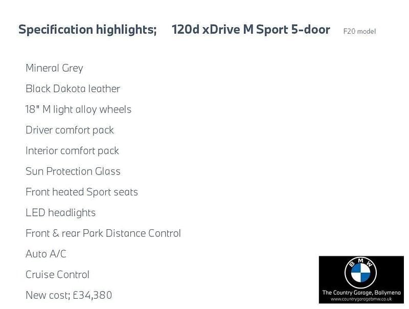 Grey Used 2016 BMW 120 M Sport Hatchback | £14,495 (Fair price) - Image 1/1