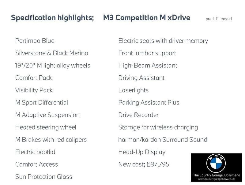 Blue Used 2023 BMW M3 Competition Edition | £54,995 (Super price) - Image 1/1