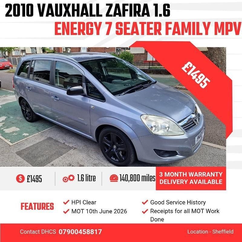 Silver Used 2010 Vauxhall Zafira MPV | £1,495 (A bit pricey) - Image 1/4