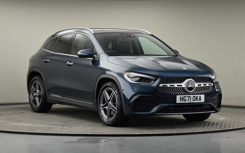 Denim blue metallic finish Used 2022 Mercedes GLA180 AMG line SUV | £26,450 (Fair price) - Image 1/4