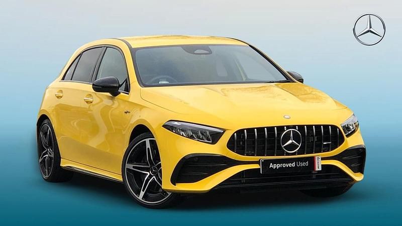 Yellow Used 2023 Mercedes A35 AMG Premium Hatchback | £32,495 (A bit pricey) - Image 1/4