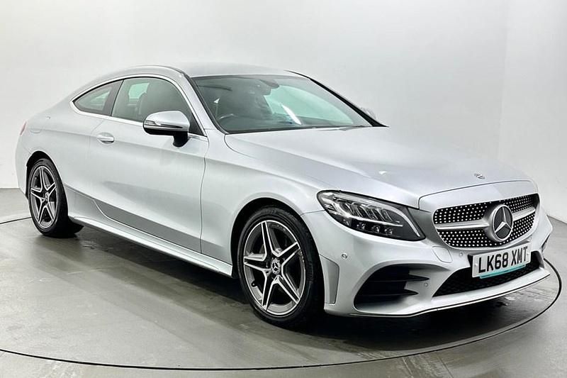 Used Mercedes C200 AMG line 198 HP (145 kW) 2018 Silver Coupe