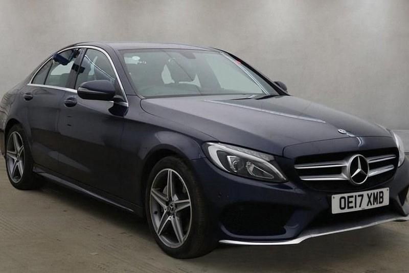 Used Mercedes C220 AMG line 170 HP (125 kW) 2017 Blue Sedan