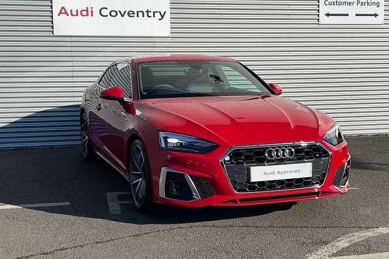 Progressive red metallic Used 2025 Audi A5 S-Line Coupe | £30,990 (Good price) - Image 1/4