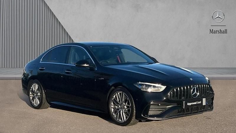 Obsidian black metallic Used 2024 Mercedes C43 AMG Premium Sedan | £46,140 (Good price) - Image 1/4